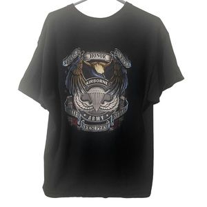 Gildan Shirt Men XL Black Cotton Army United States Lightweight Casual Honor Tee